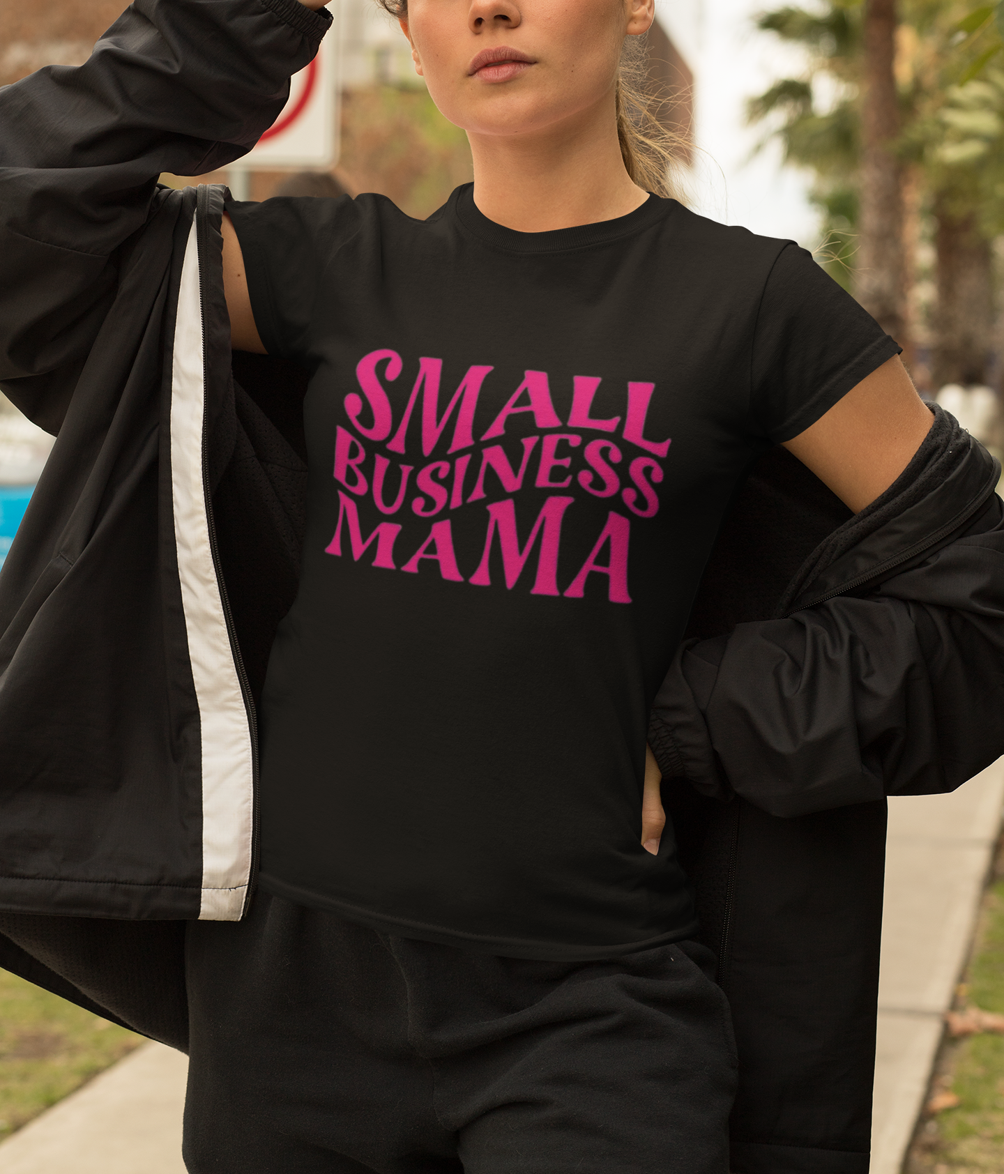 Pink Small Business Mama Tee